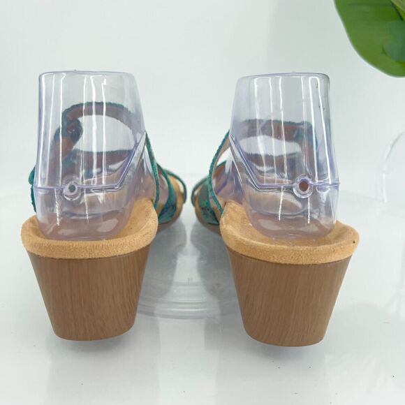 Vionic Women's Dwyn Sandal Size 10 Wedge Heel Slide Snake Patent Triple Strap - Picture 7 of 13